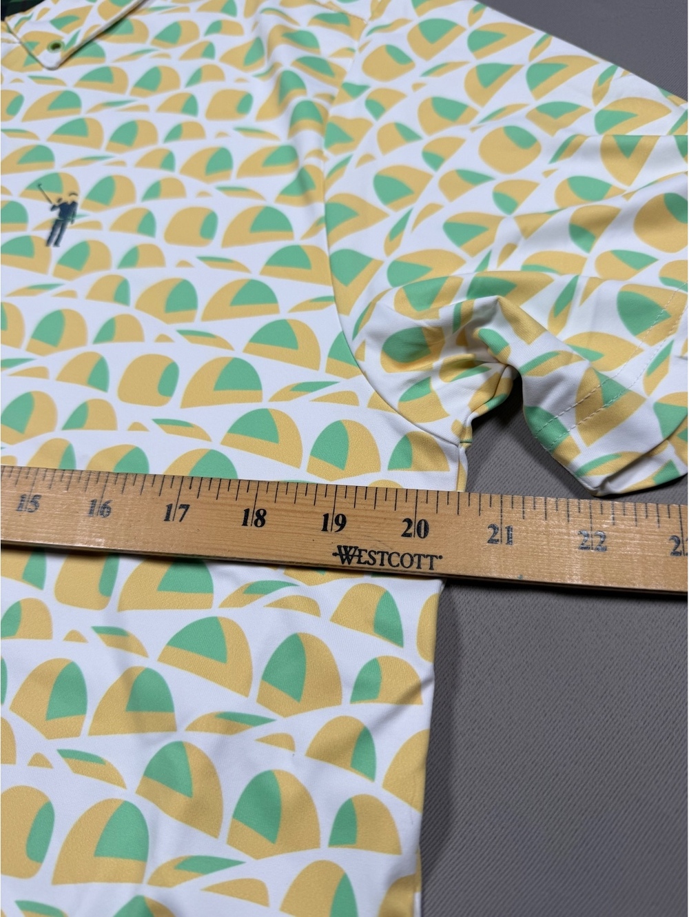 William Murray Golf Sandy Tiles Polo Mens Medium White Green Yellow NWT - Picture 3 of 9